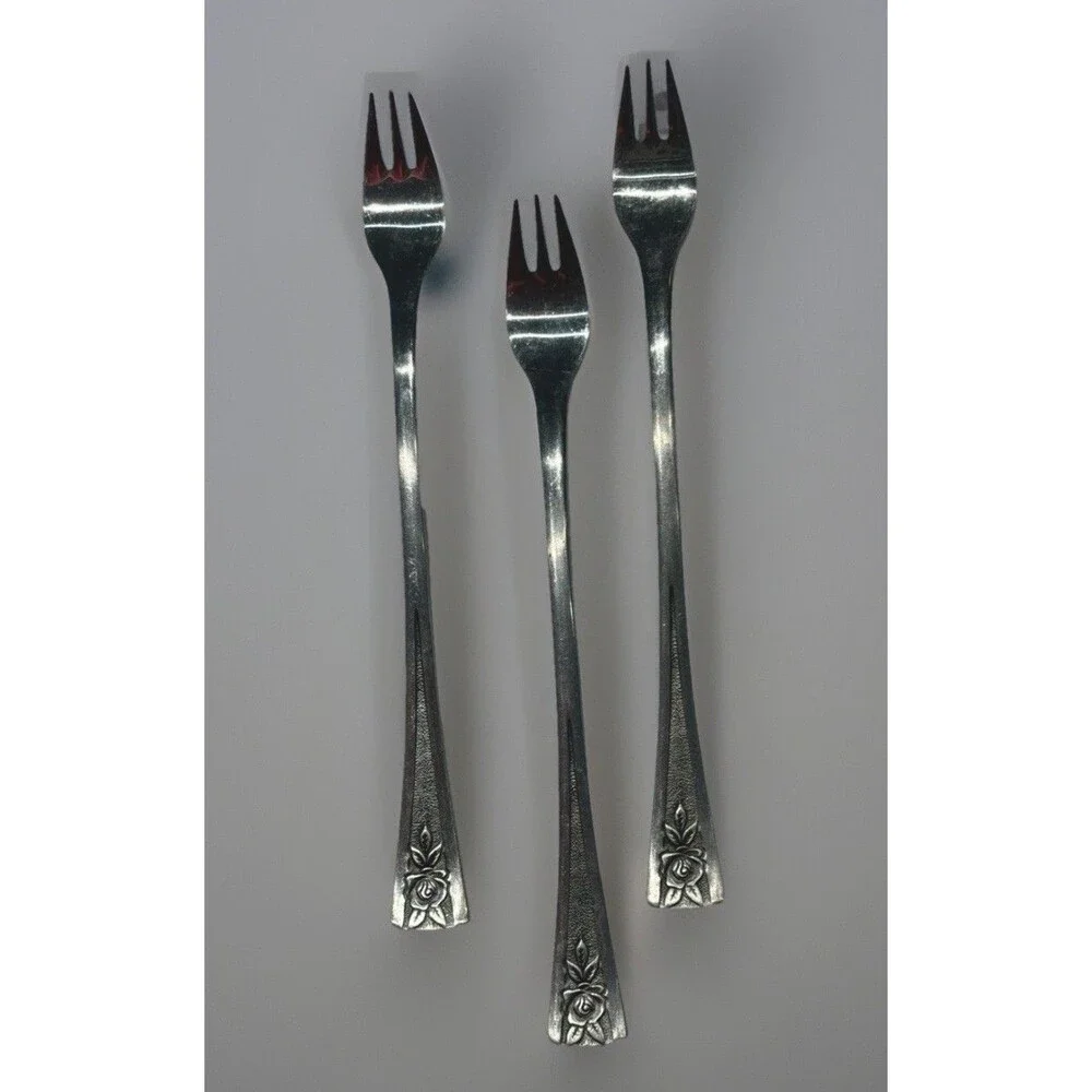 Northland Oneida Pasadena Seafood Forks Lot 3 Stainless Flatware VTG MCM shrimp